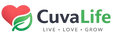 CuvaLife logo with a red heart and green leaf on a white background